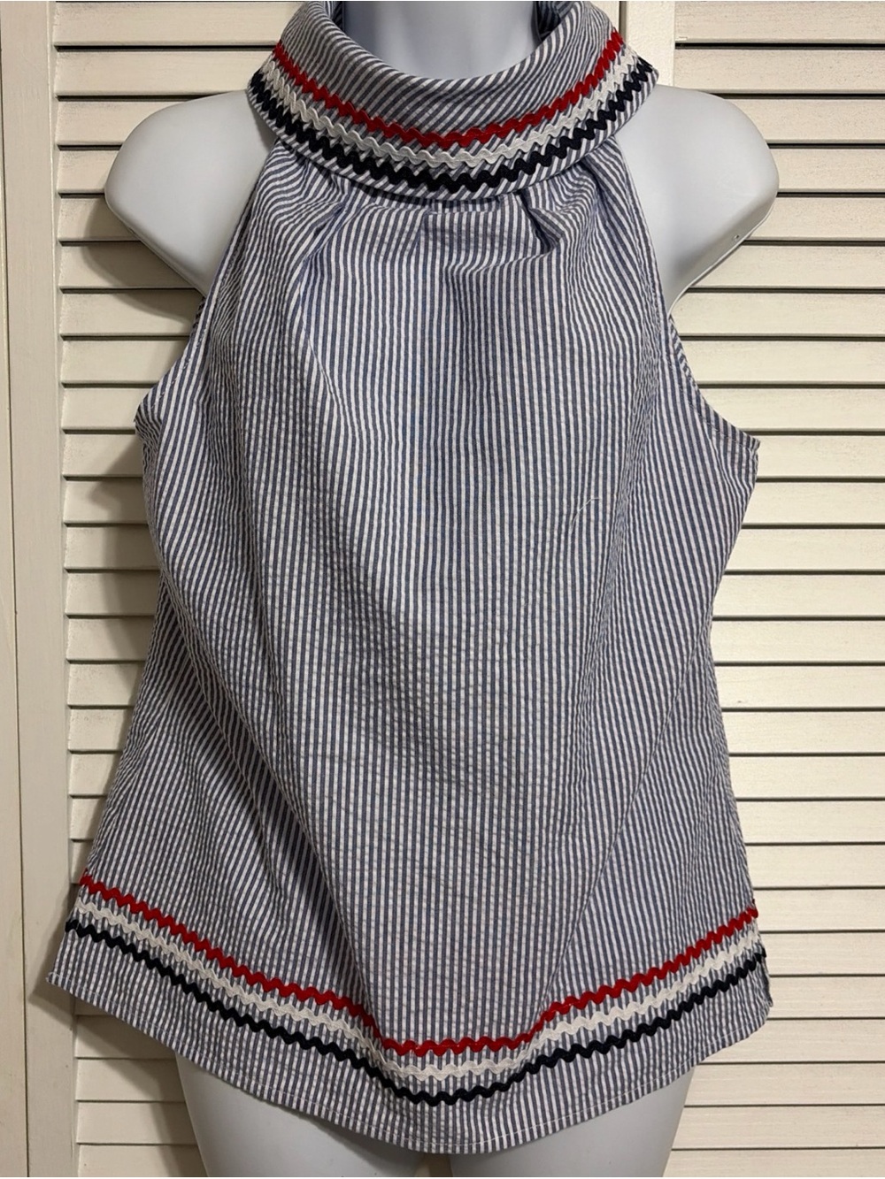 Sail to Sable Red White and blue Striped Halter top!